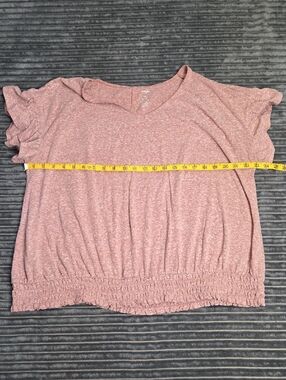 Sonoma Dusty Rose Flutter Sleeve Smocked-Hem Tee